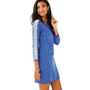 Lilly Pulitzer Blue Striped Marlowe Shift Dress Long Sleeve size XS